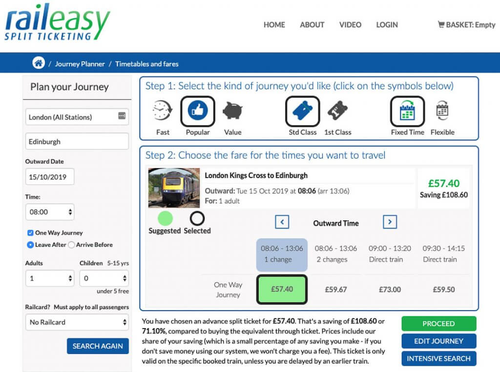 RailEasy train ticket website