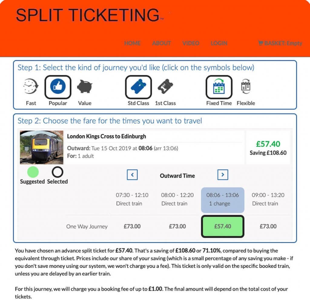 Split My Fare train ticket website
