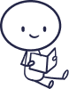 Stick figure sitting down reading a book