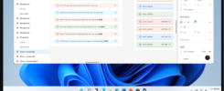 A windows display mockup with Figma software open and displaying examples of warning, success, informational and error toast messages